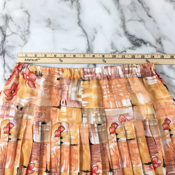Leslie Belle Vintage Skirt Top Set Orange Floral - Picture 14 of 16